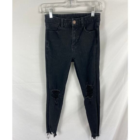 American Eagle The Dream Jean Distressed Curvy Super Hi Rise Jegging Size 0 R - Picture 1 of 6